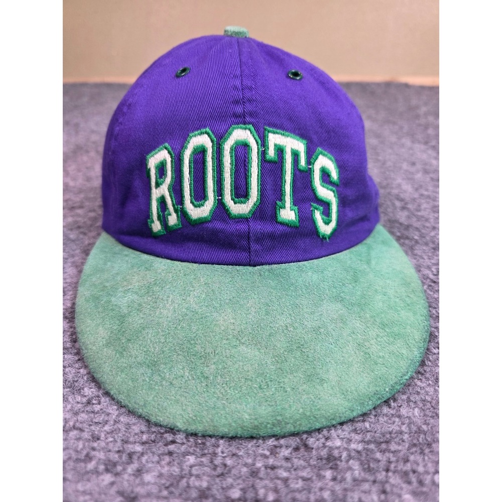 Roots Baseball Cap Mens OS Purple Green Suede Brim Roots Canada Strapback Hat